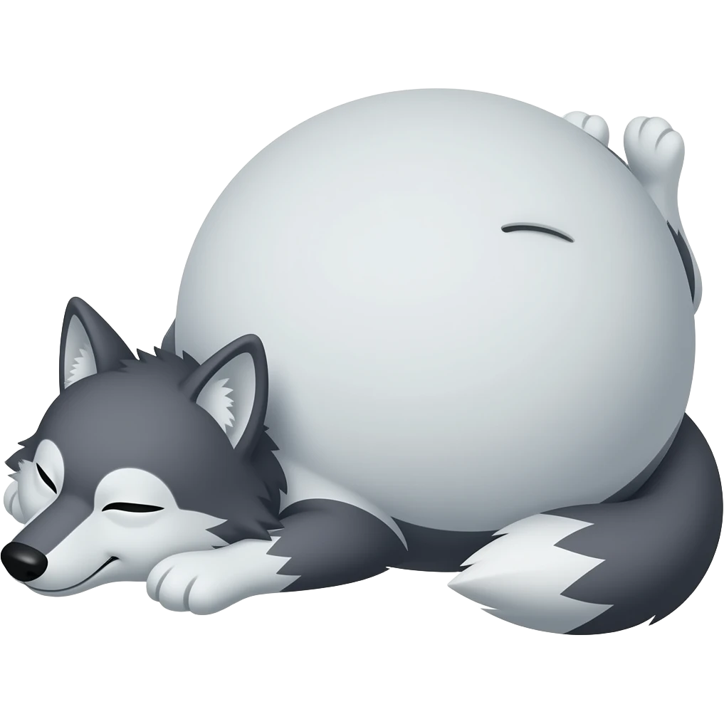 Hazme un lobo durmiendo y estirado. Tiene que tener mucha barriga. Tiene que ser malo emoji