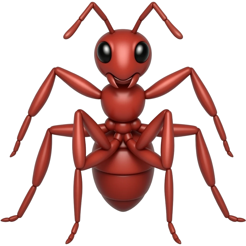 A red muscular ant , cartoon style emoji