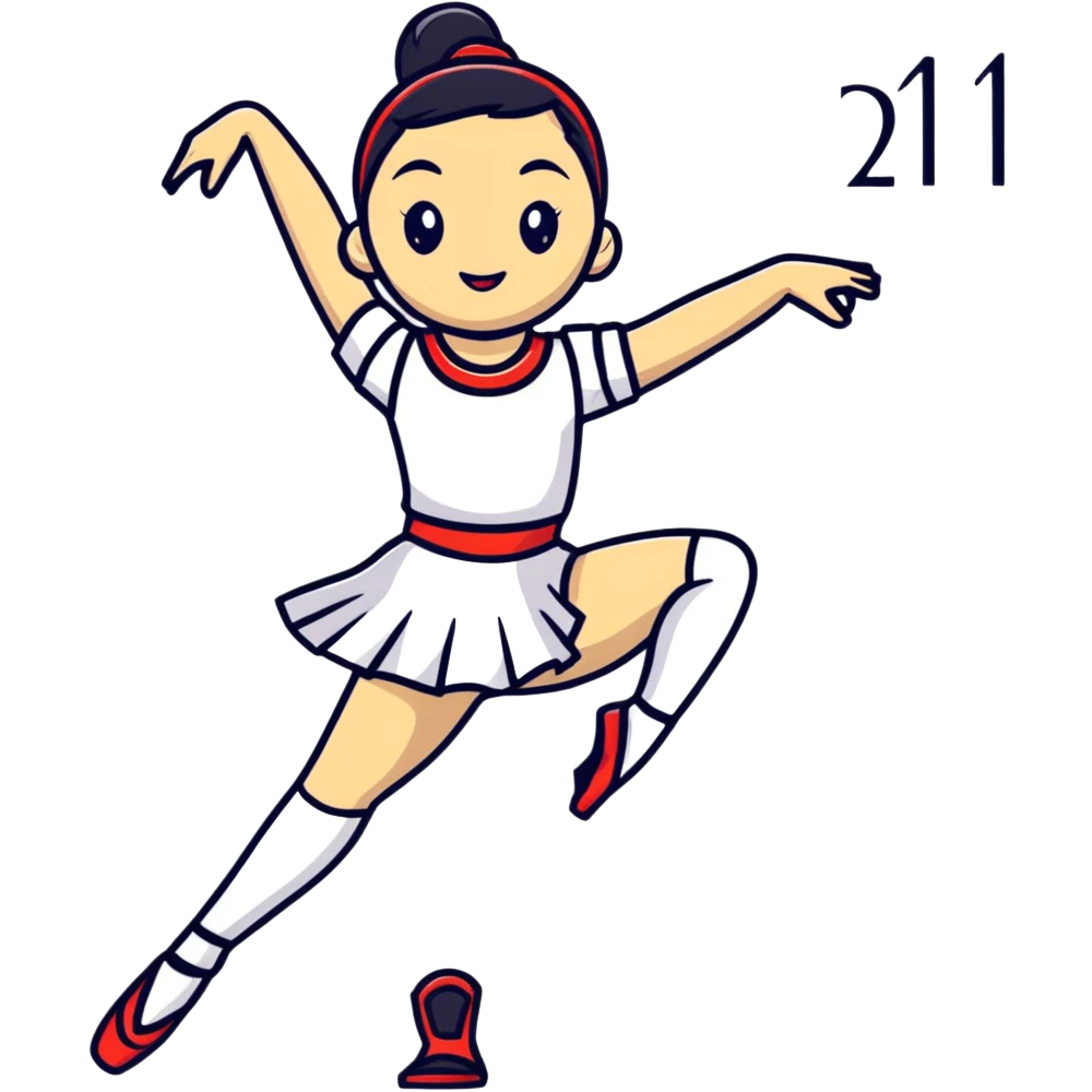 Performance dancer in dance costume holding number 1 emoji