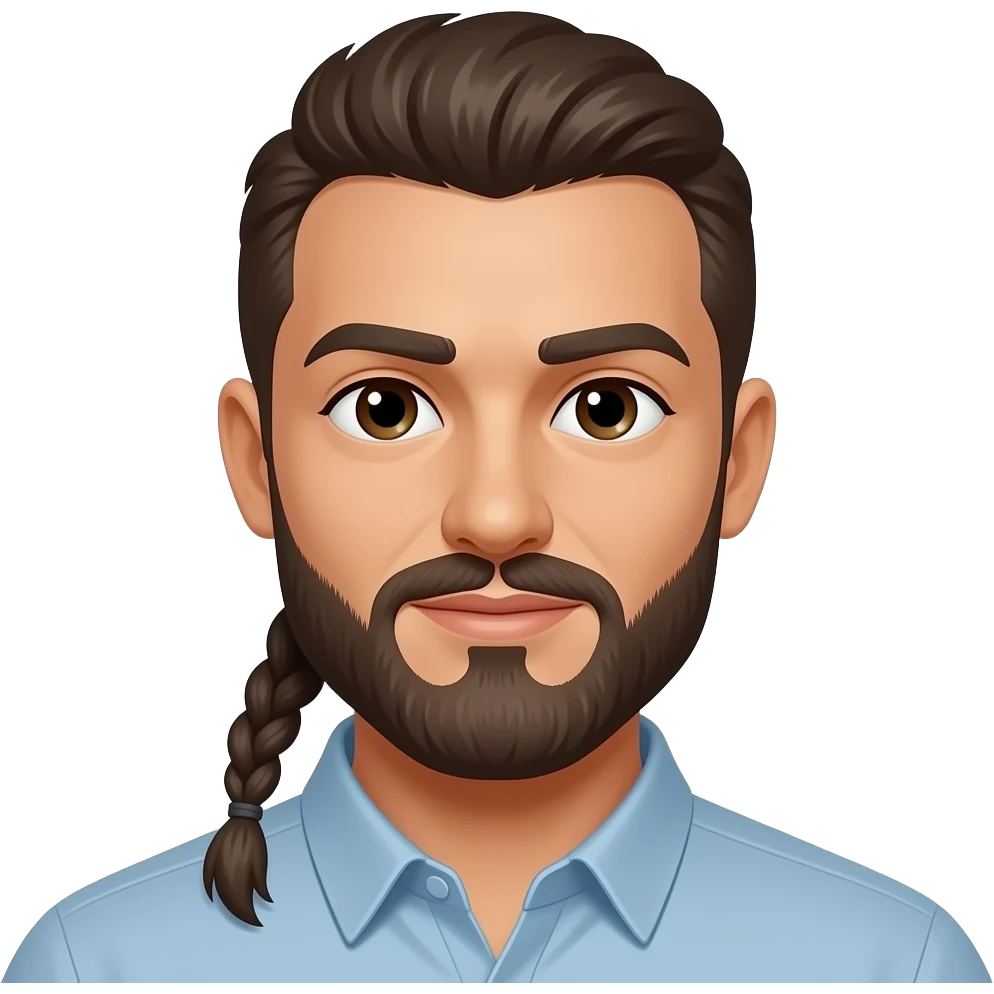 Man with ponytail, mustache nd goatee emoji