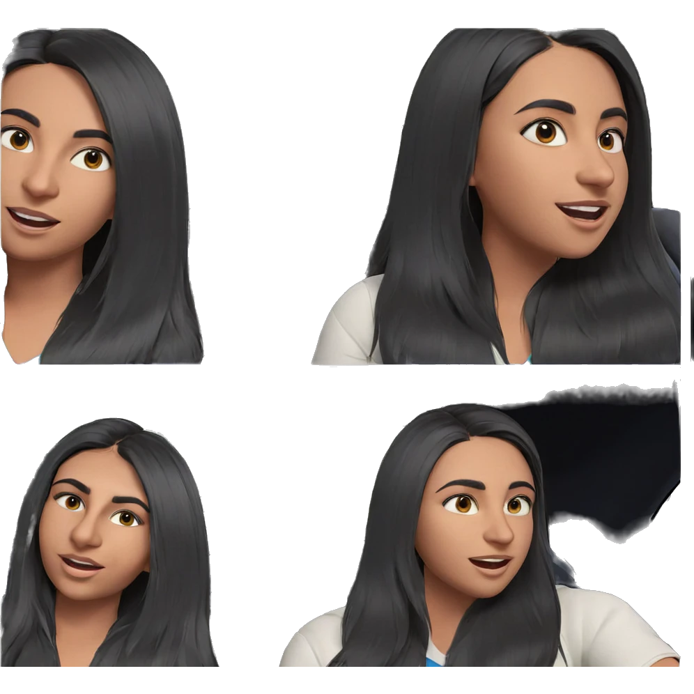 black-haired girl with car emoji