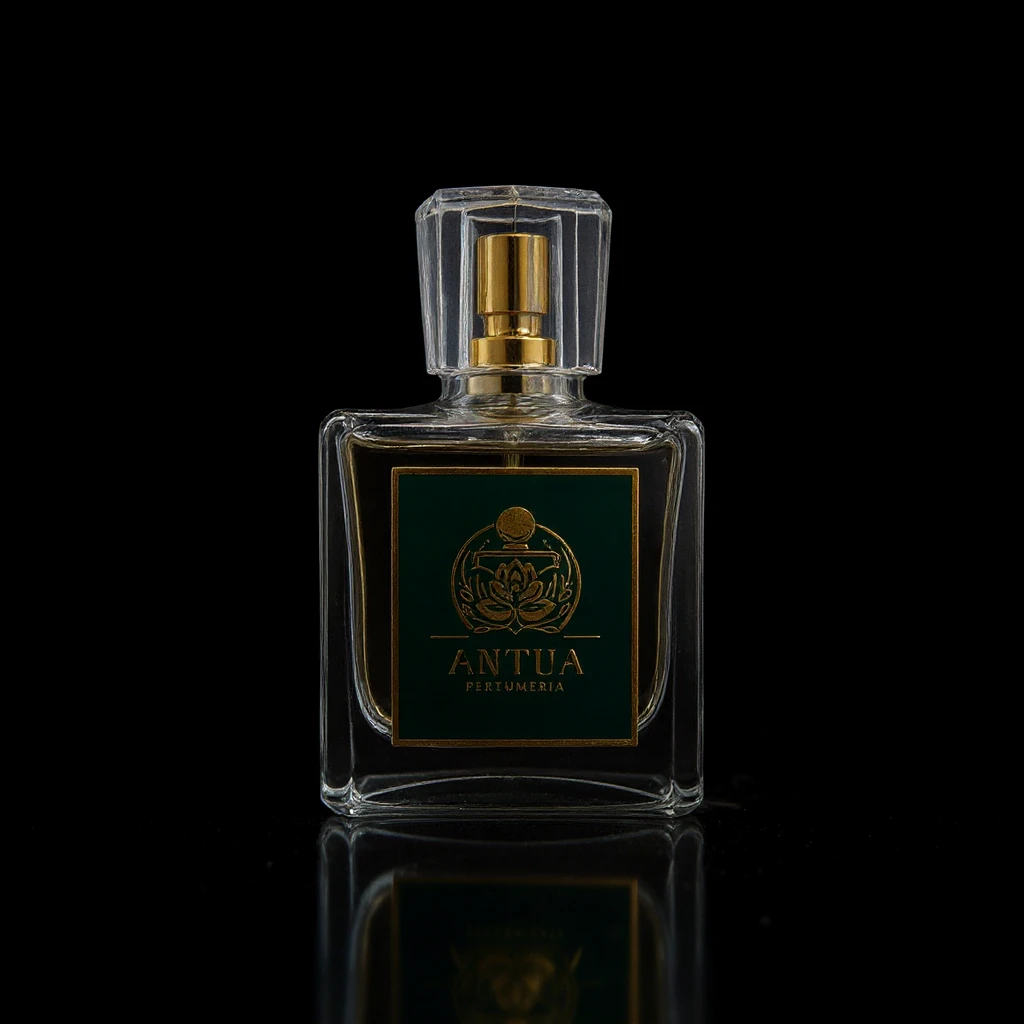 A luxury studio product shot of an intricate glass perfume bottle, dramatic low-key lighting, strong rim lighting to define the shape, isolated on a solid black background, hyper-detailed, commercial aesthetic emoji