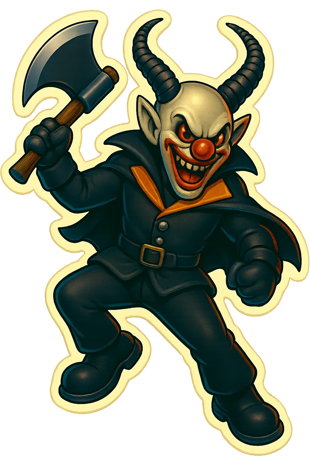 Render the subject in retro sticker style with no border and transparent background, in a jumping pose. emoji