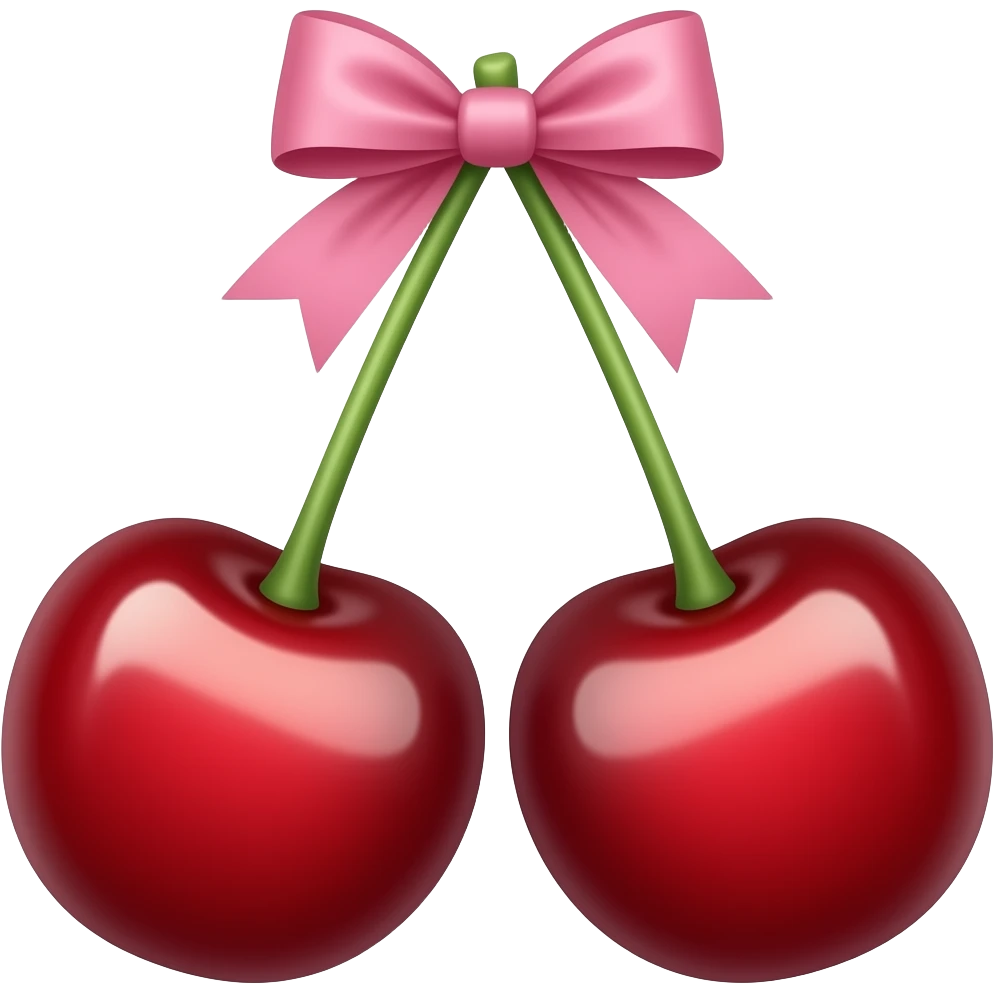 A cherry with a bow pink bow emoji