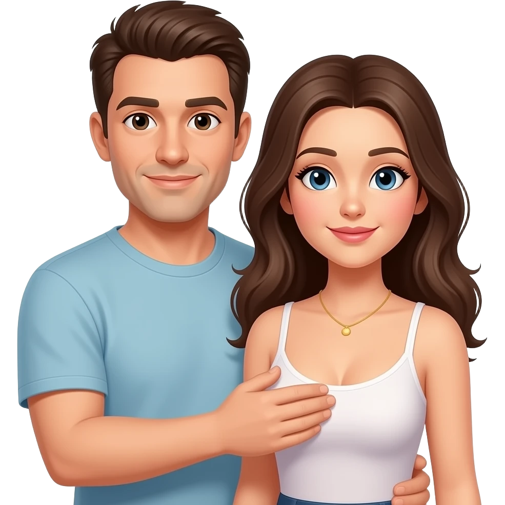 Man holding women breast emoji