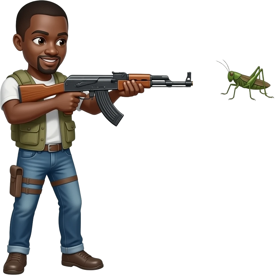 black man shooting at a grasshopper with a AK47 emoji