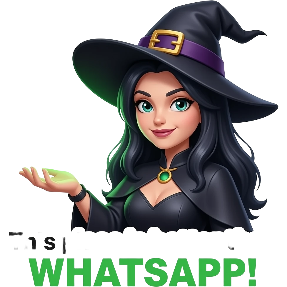 A dark sorcerer’s evil girl witch, hand holding a WhatsApp logo burning with green magical flames. Text below: 'This place is better than WHATSAPP!'. Cinematic lighting, high-contrast emoji emoji