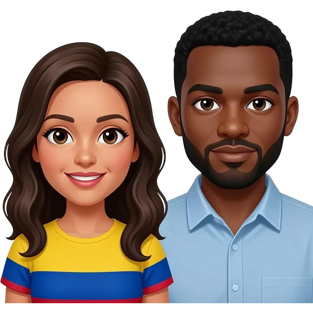 Columbian woman with Black American man emoji