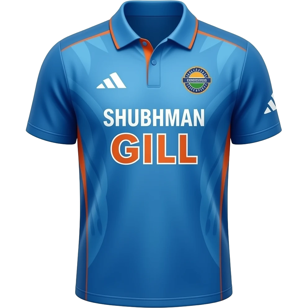 Of a custom t shirt of indian cricket team jersy 2026 t20 shubhman gill emoji