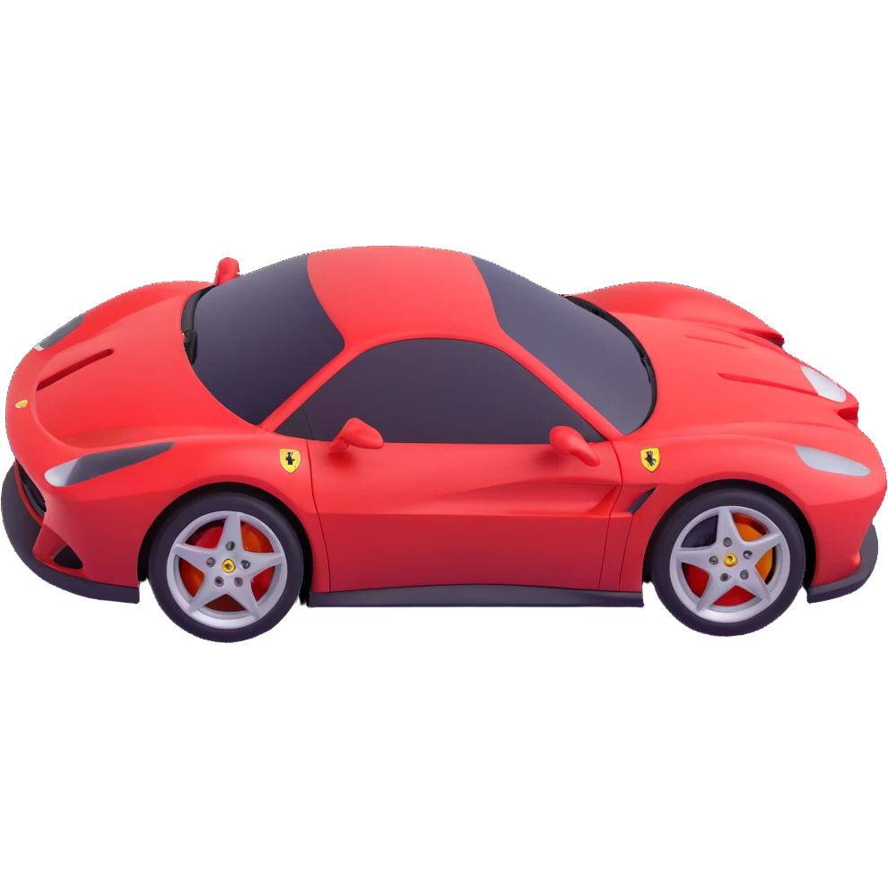 red Ferrari sports car, side view, 3D emoji style emoji
