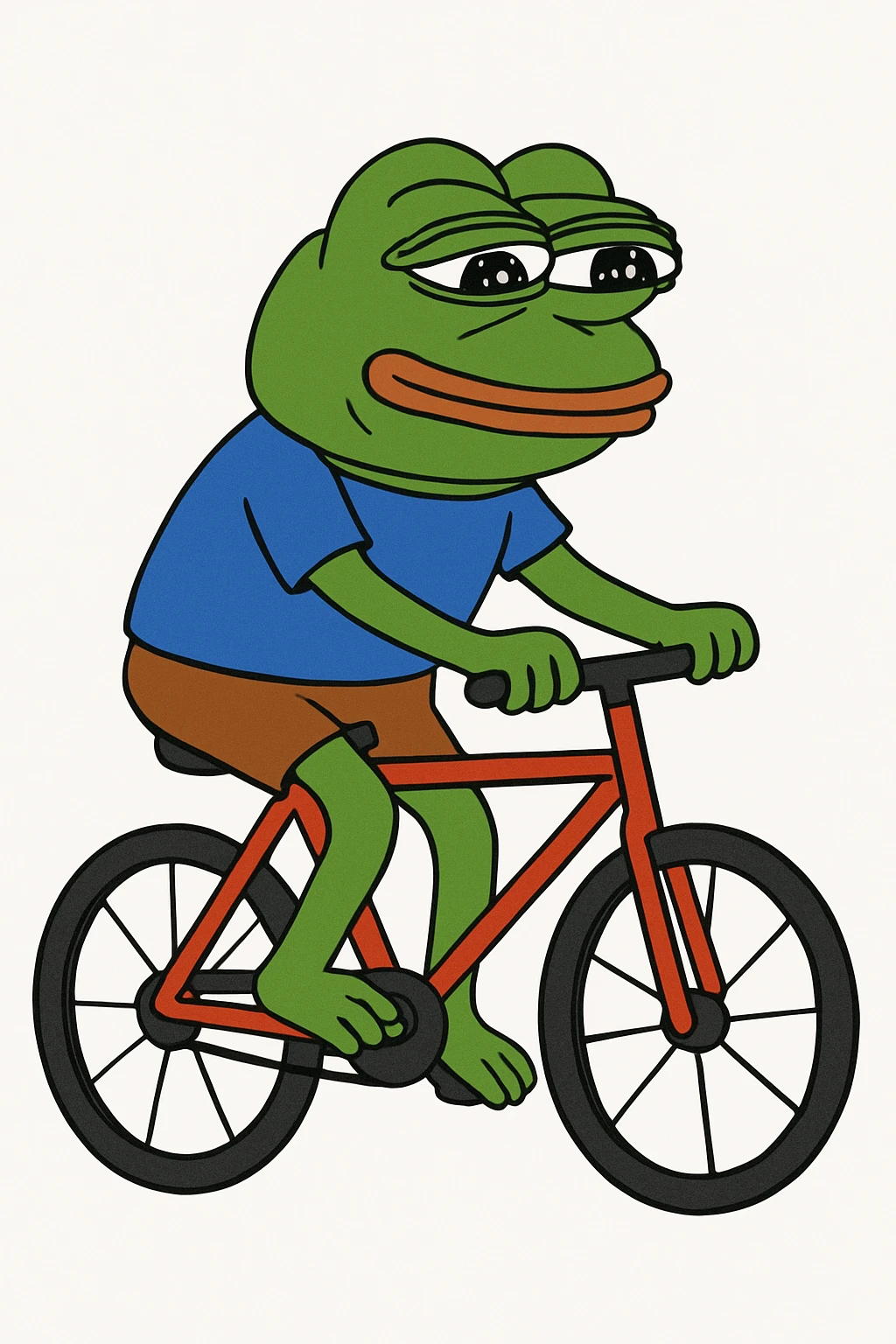 create a pepe riding bike, white background emoji