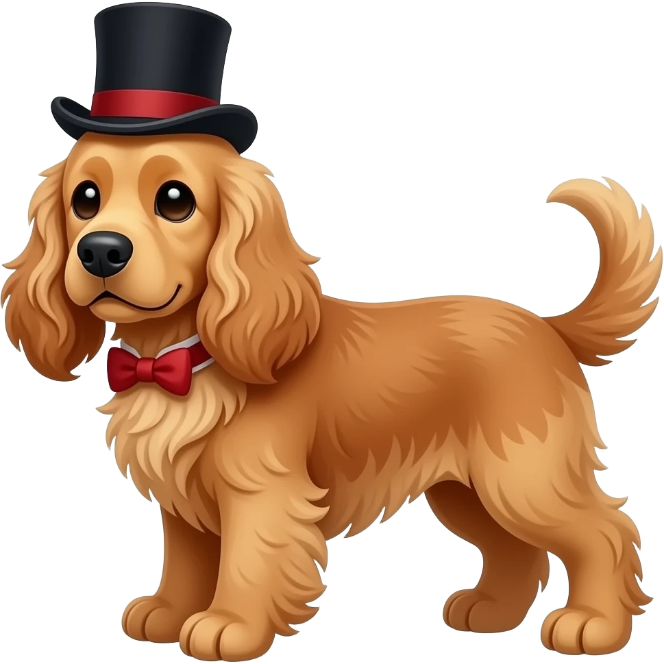 gold english cocker spaniel wearing a top hat emoji