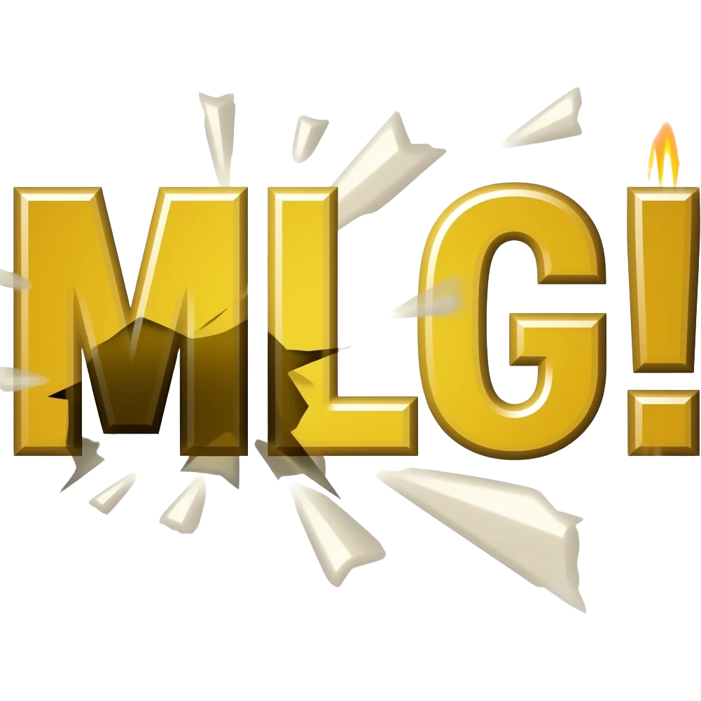 Надпись MLG! жёлтого цвета и сломалась от выстрела пули emoji