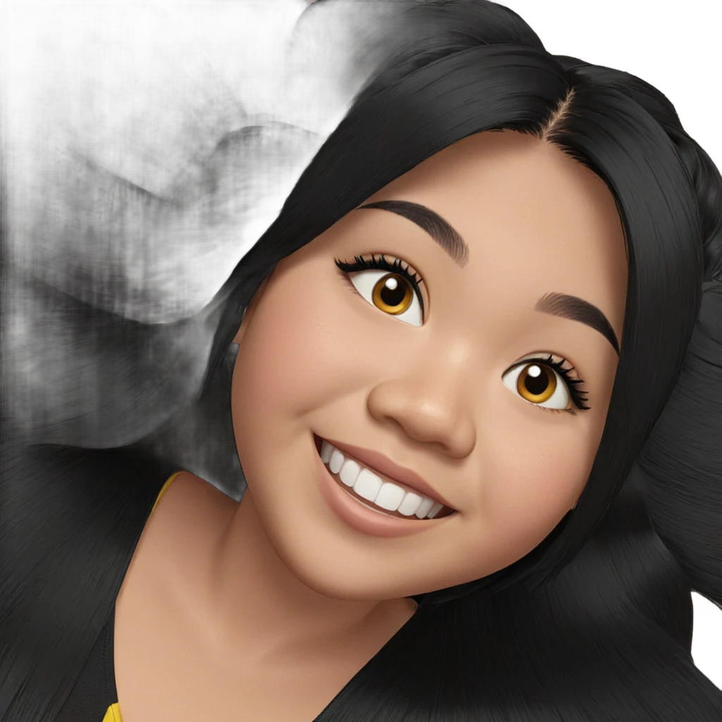 smiling girl with black hair emoji