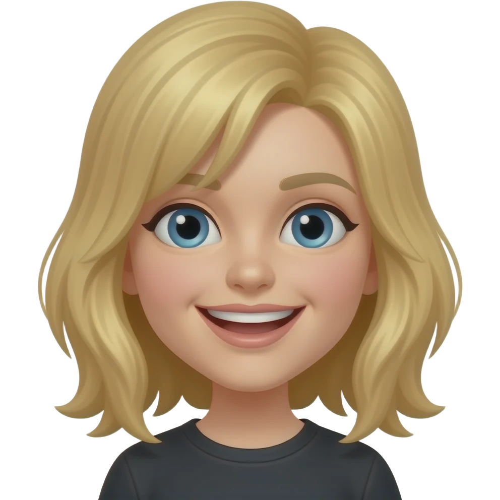 Blonde medium length hair skater with brown teeth emoji