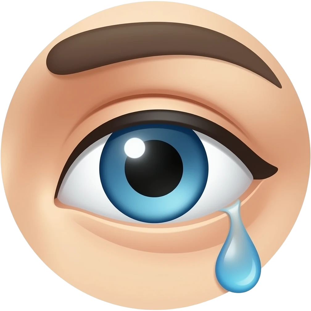 buğulu bir göz ve tek bir damla emoji