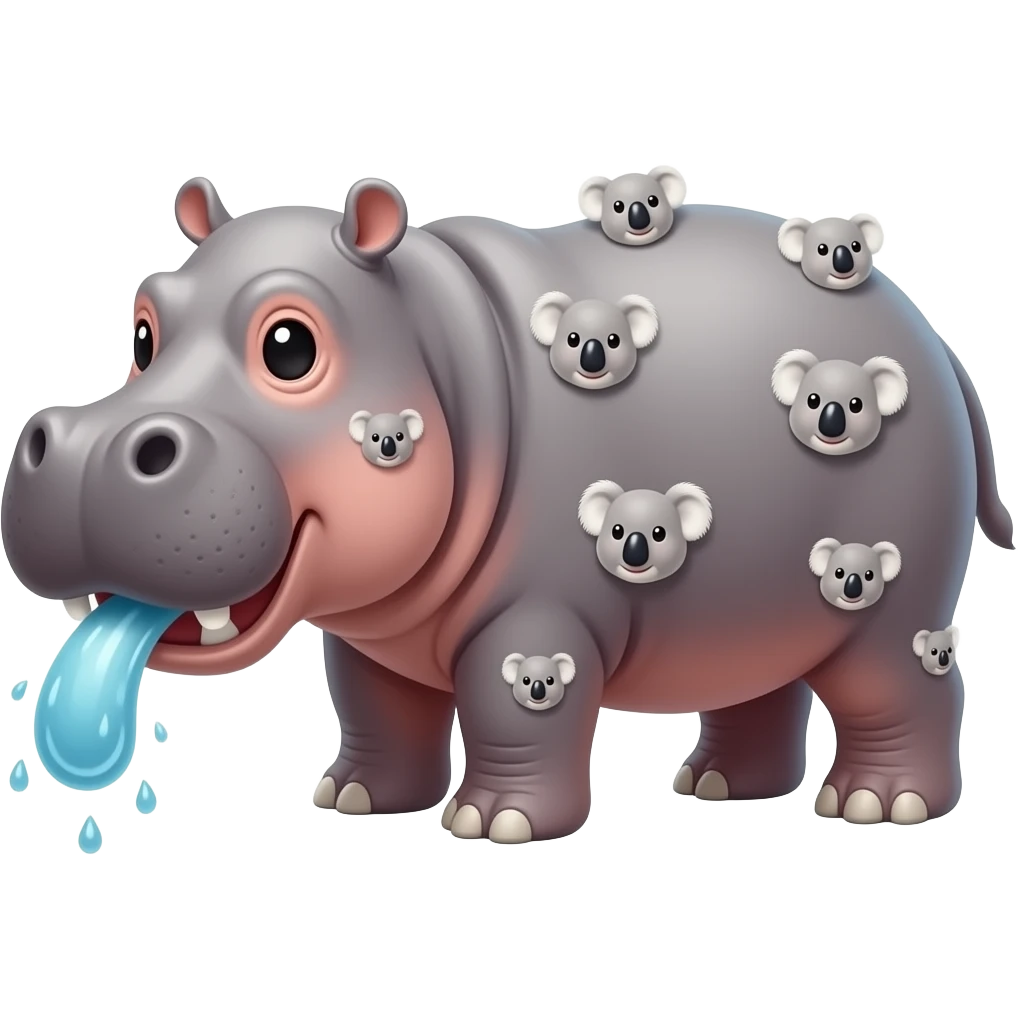 hippo spitting all over a koala ! emoji