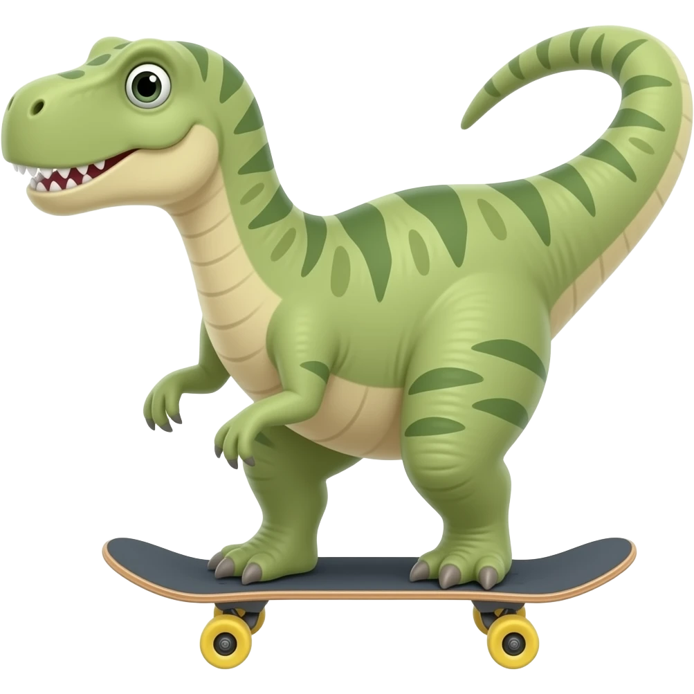 Dinosaur on a skateboard emoji
