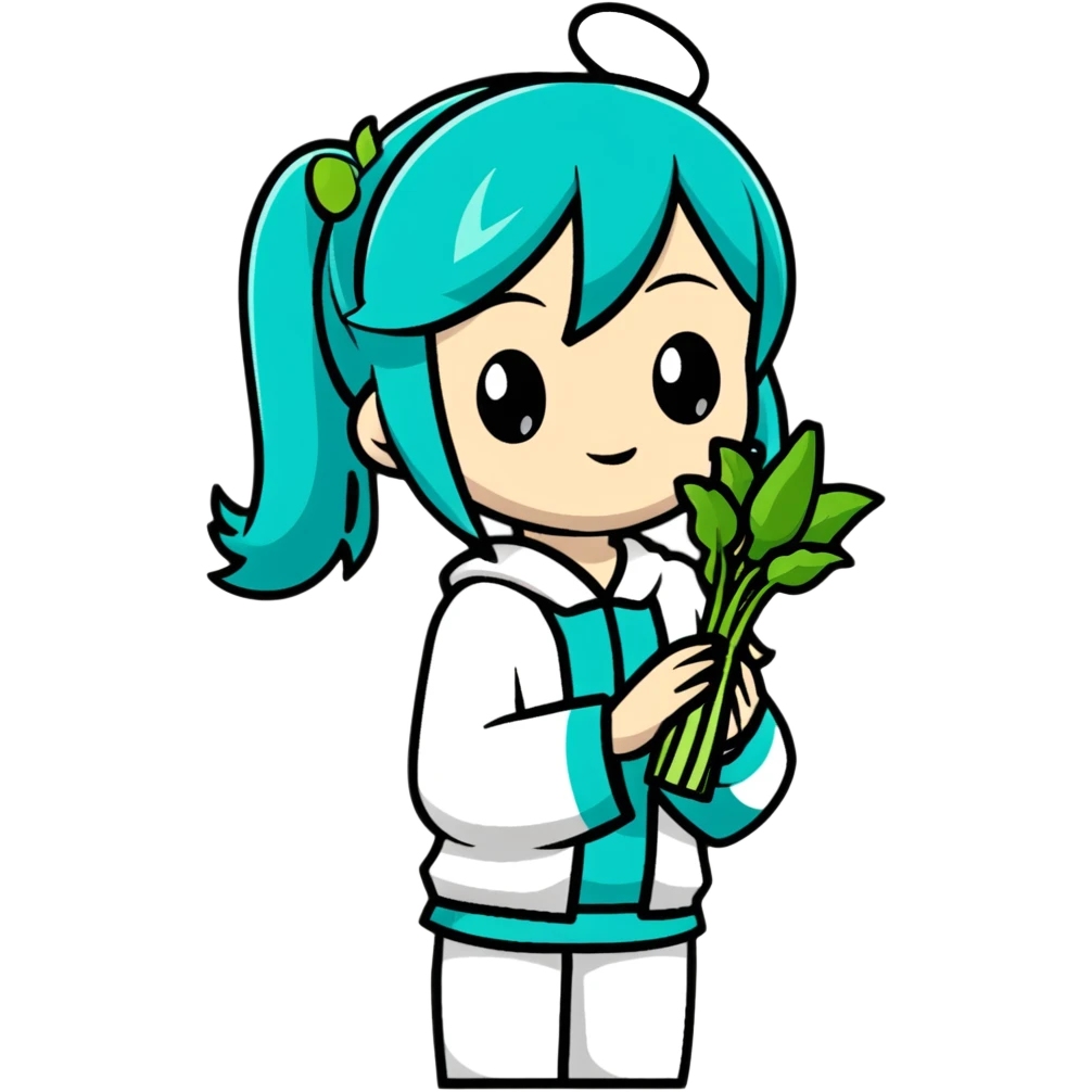 miku with leek vegtable emoji