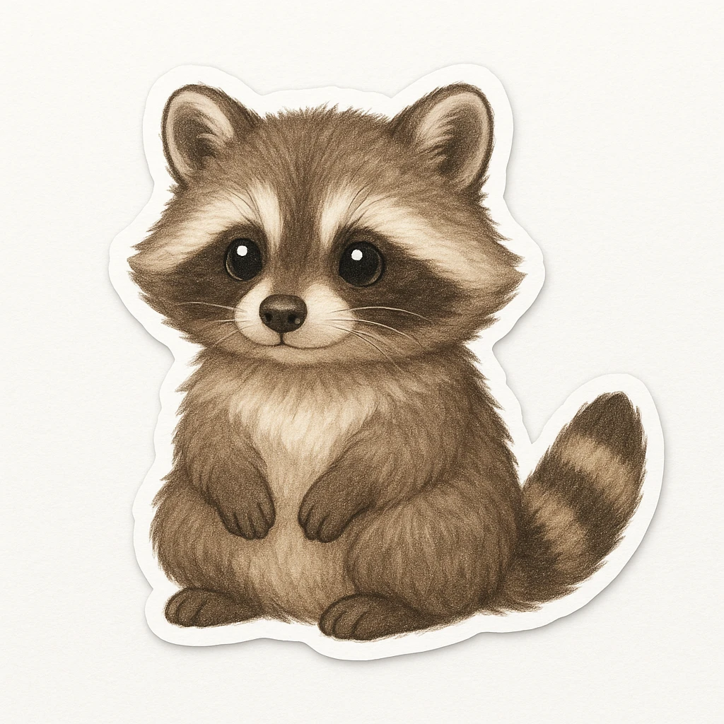 raccoon white background sticker emoji