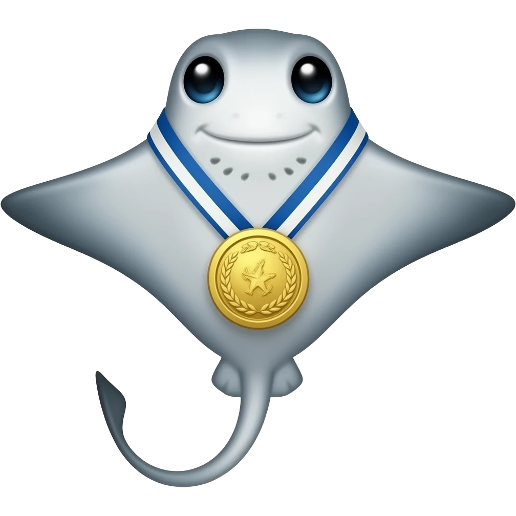 Stingray wearing a gold medal emoji
