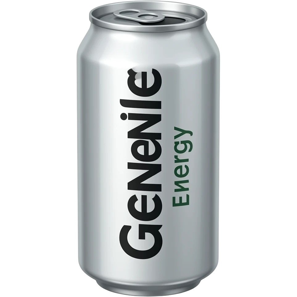 one silver can energy drink generic long size. The brand name is: Generic Energy. emoji