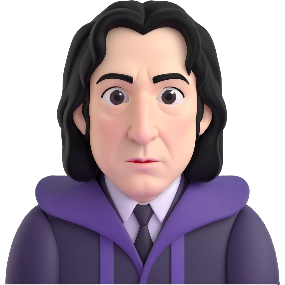 Professor Snape with hooked nose and black hair emoji