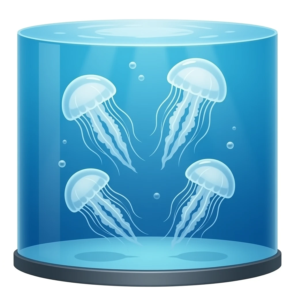 Quatre Méduses aquarium géant colonne emoji