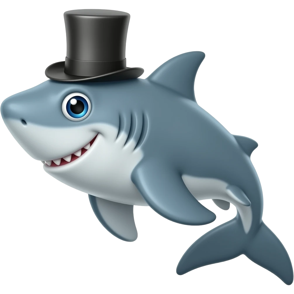 Shark with a top hat emoji