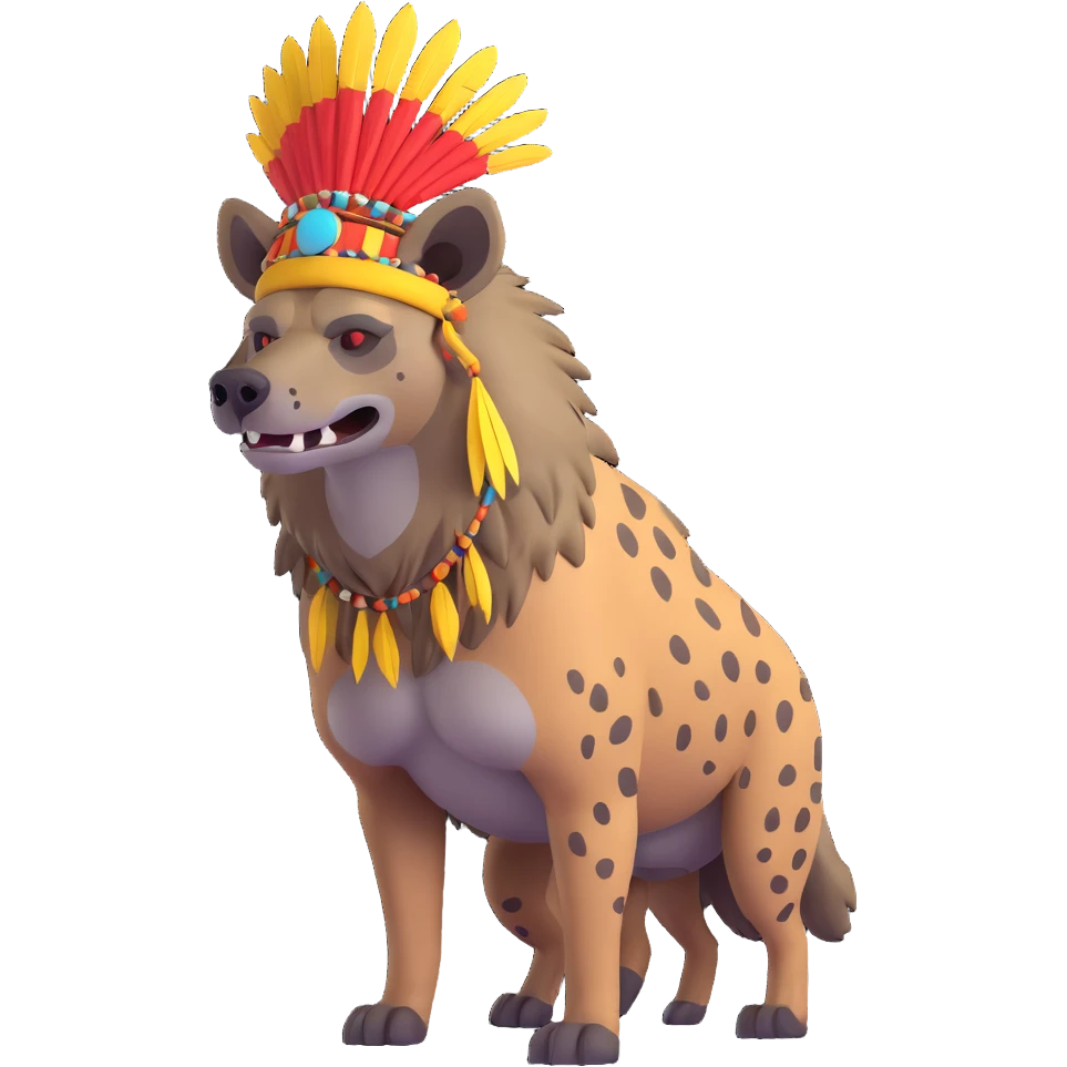 A native strong buff hyena with war bonnet  emoji