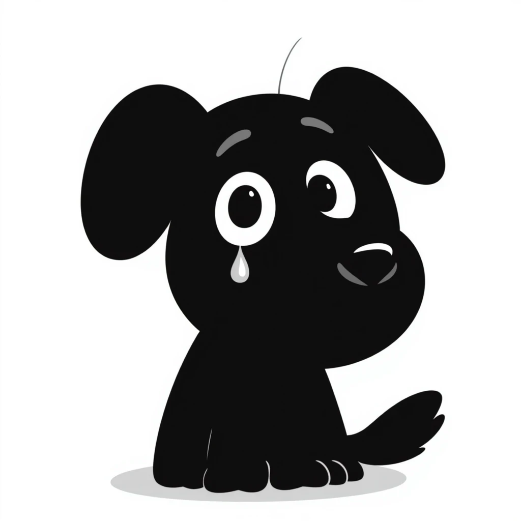 crying black dog emoji
