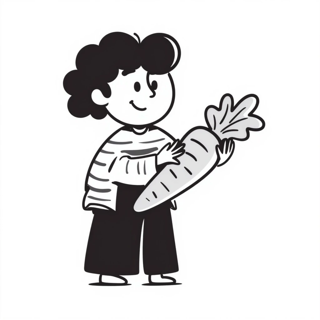 A person from the Roblox game Grow a Garden, who is a seller holding a carrot emoji