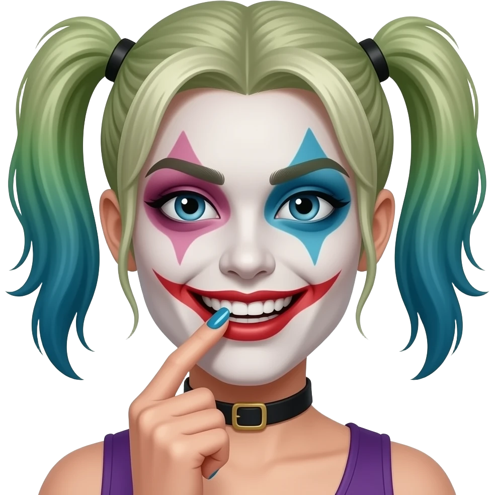 Baddie maquillée avec ongles fait main à la bouche emoji