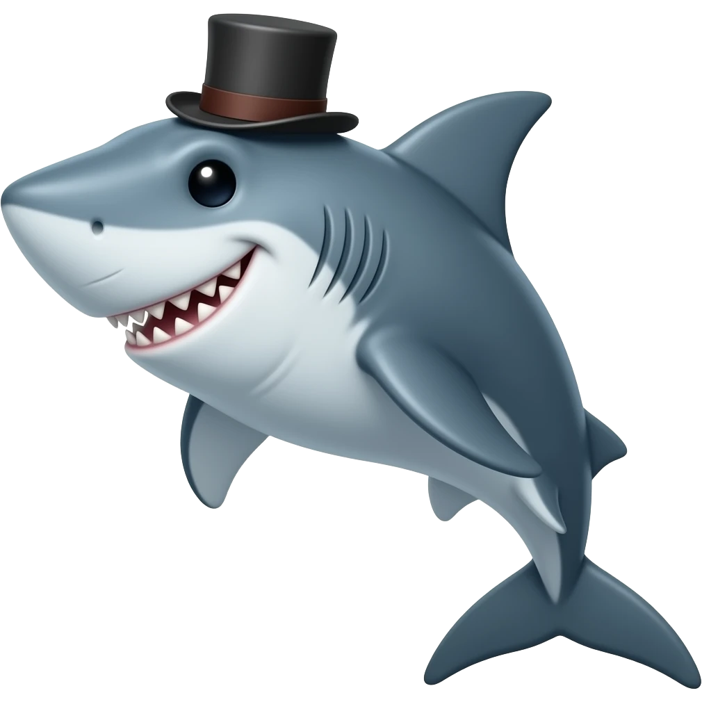 Shark with a top hat emoji