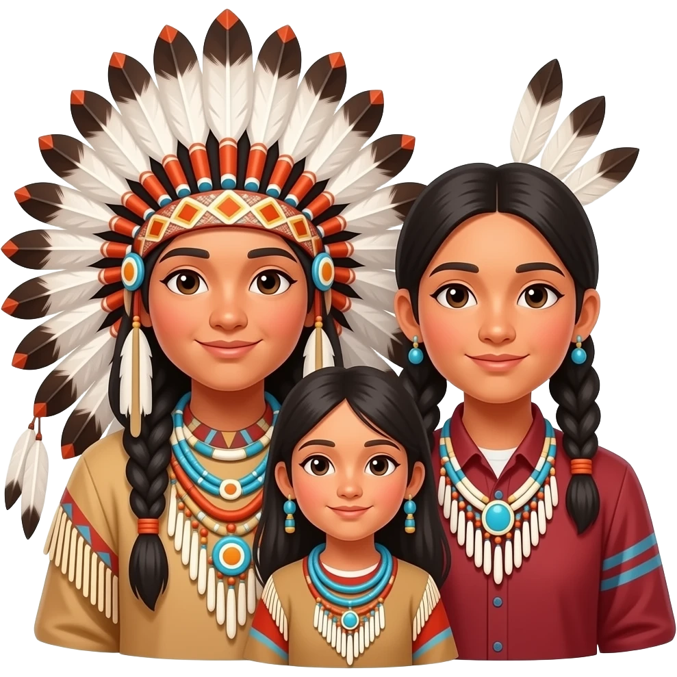 vibrant native american family emoji