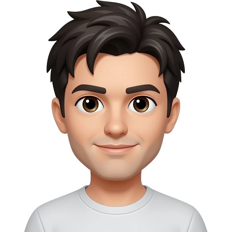 short guy with dark messy hair emoji