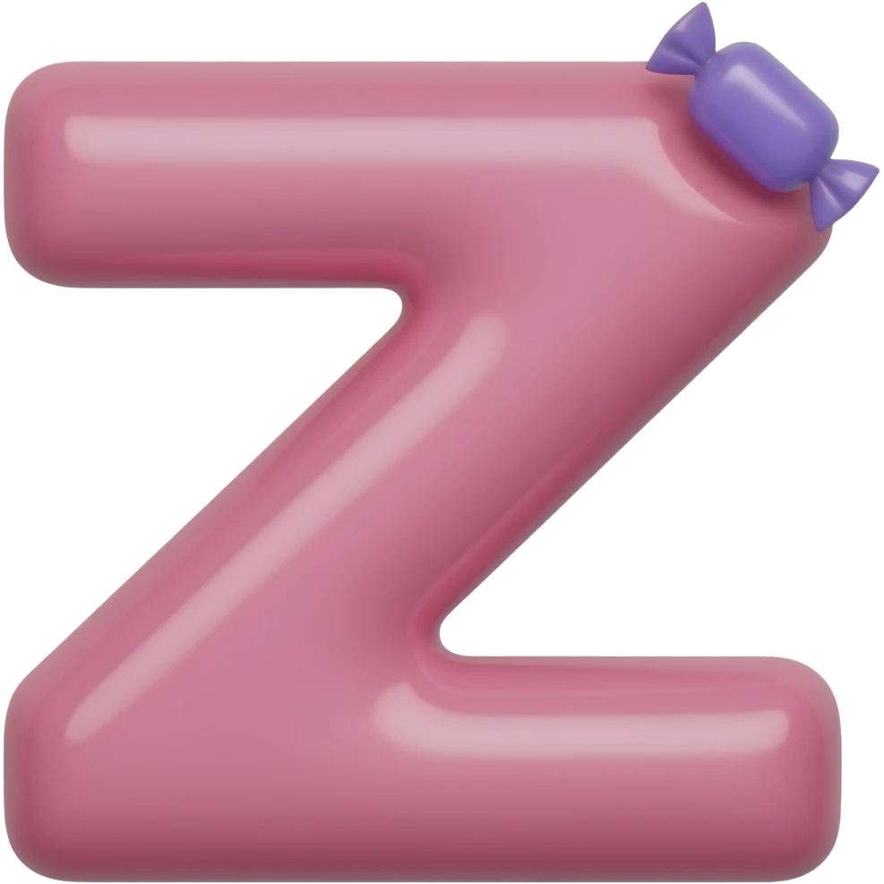 a pink letter z have a small  light purple shiny candy on its top right corner emoji