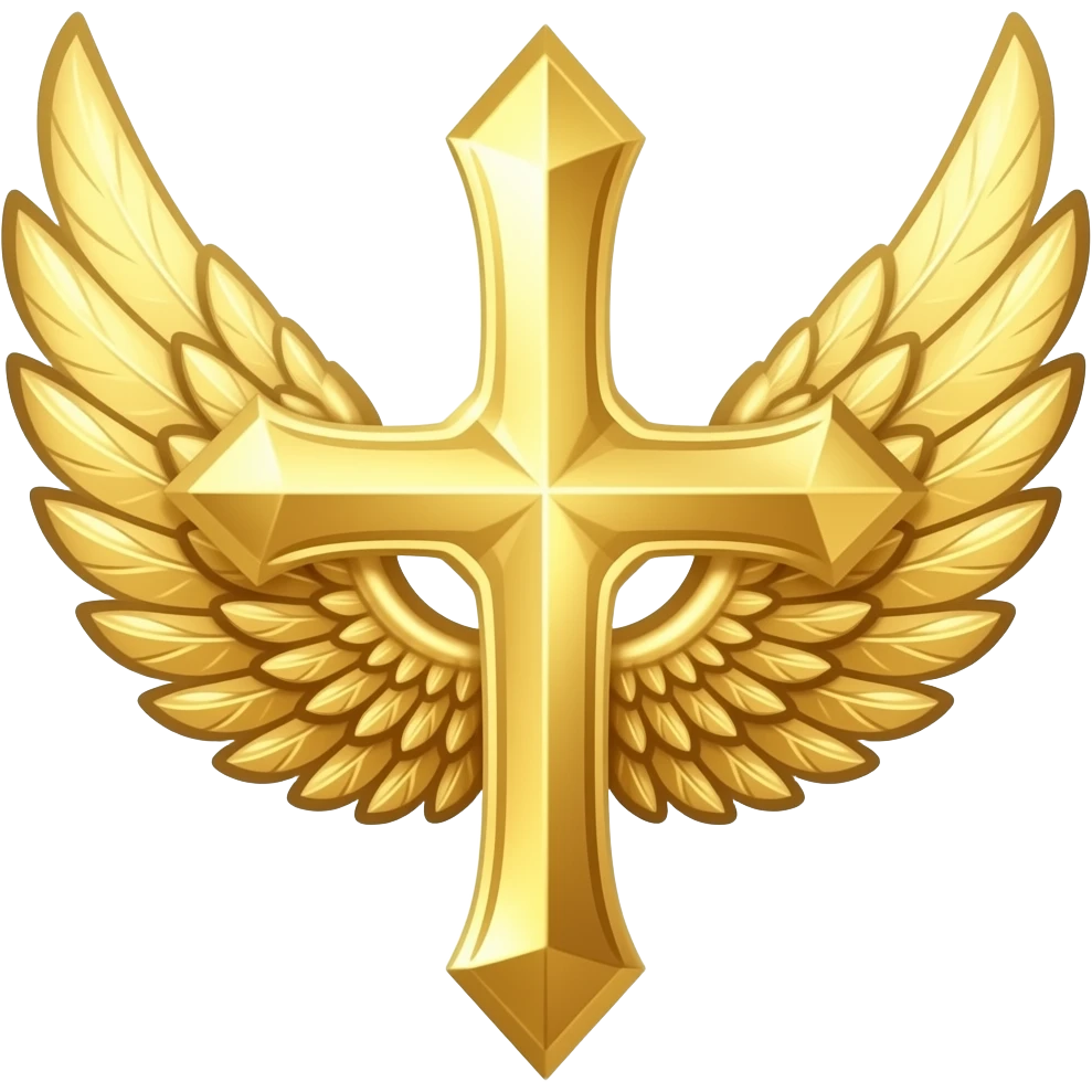 saint emblem with diamond wings emoji