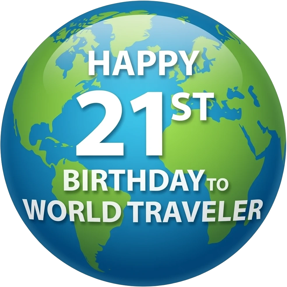 WORDS HAPPY 21ST BIRTHDAY TO A WORLD TRAVELER emoji