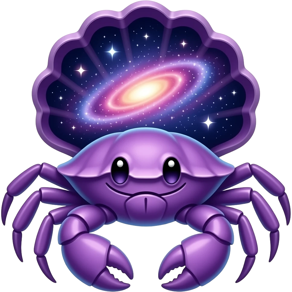 A purple crab with the whole galaxy inside facing forward emoji