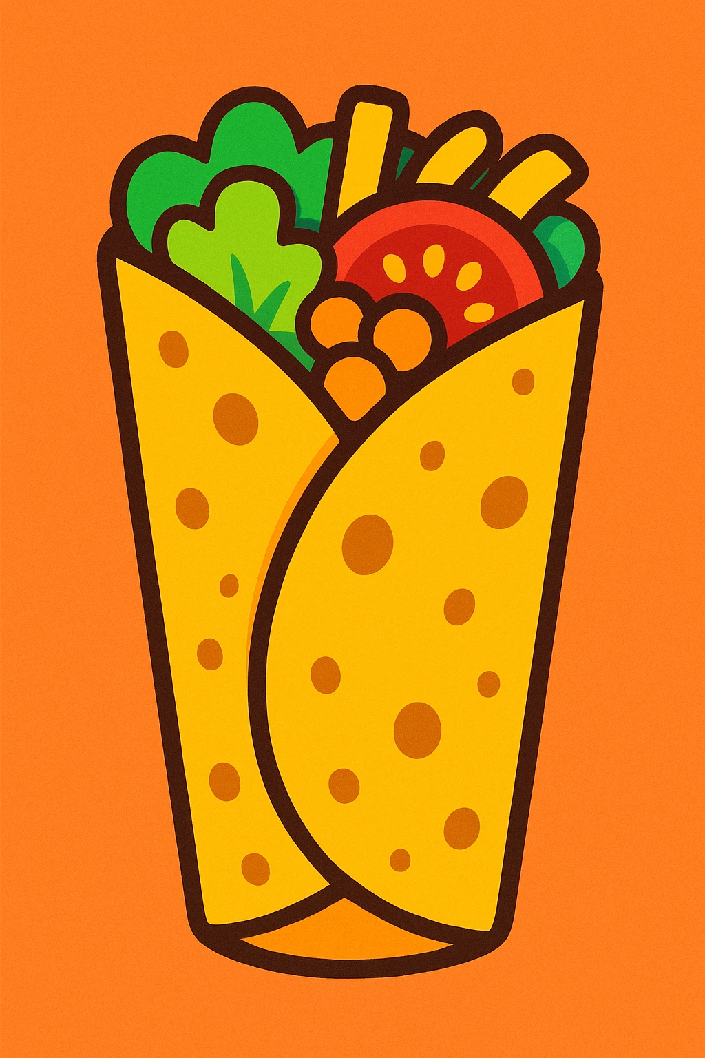 a cartoon style tortilla, colorful and playful emoji