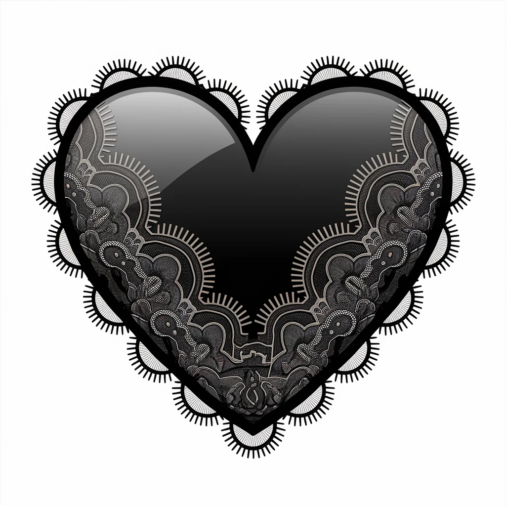 realistic black heart with lace emoji