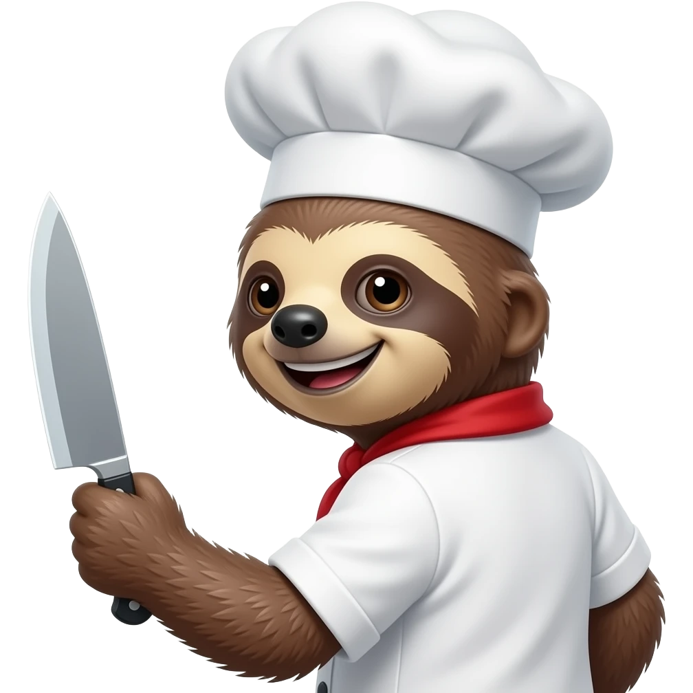 turn back looking askance going smiling evil killer sloth chef knife emoji