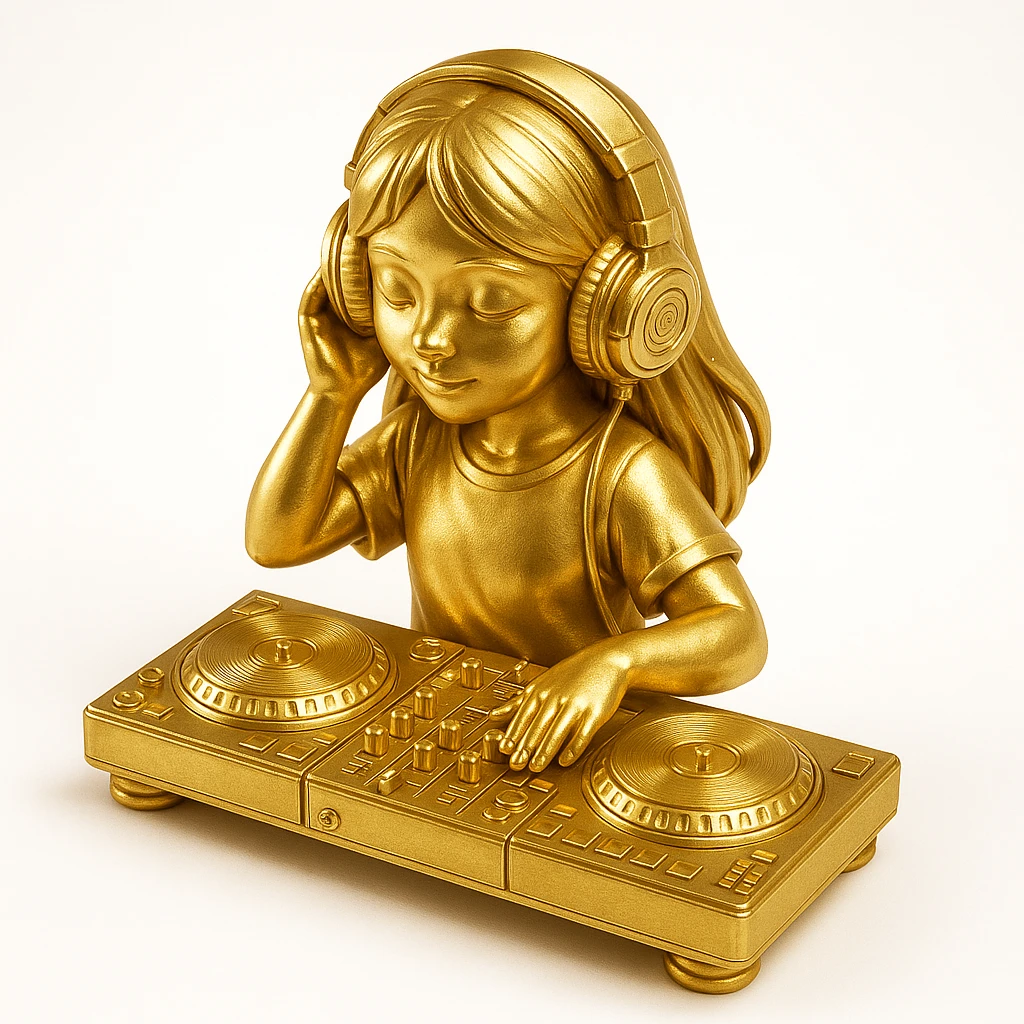 girl playing DJ set emoji