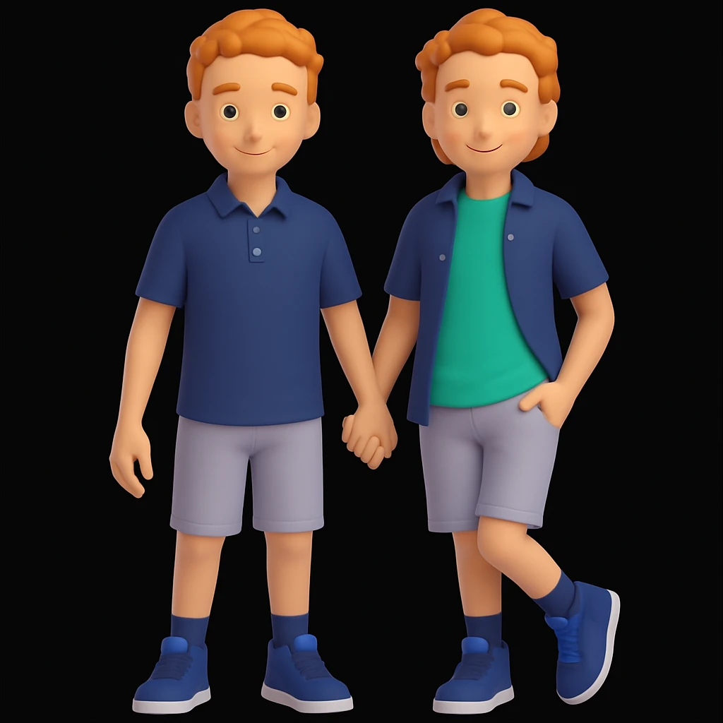Make the boy's hair in the back shorter and remove the Jordan sneaker from his hand. Keep the style and background the same. emoji