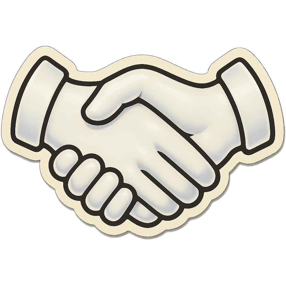 make me a white colour  handshake with white outline emoji