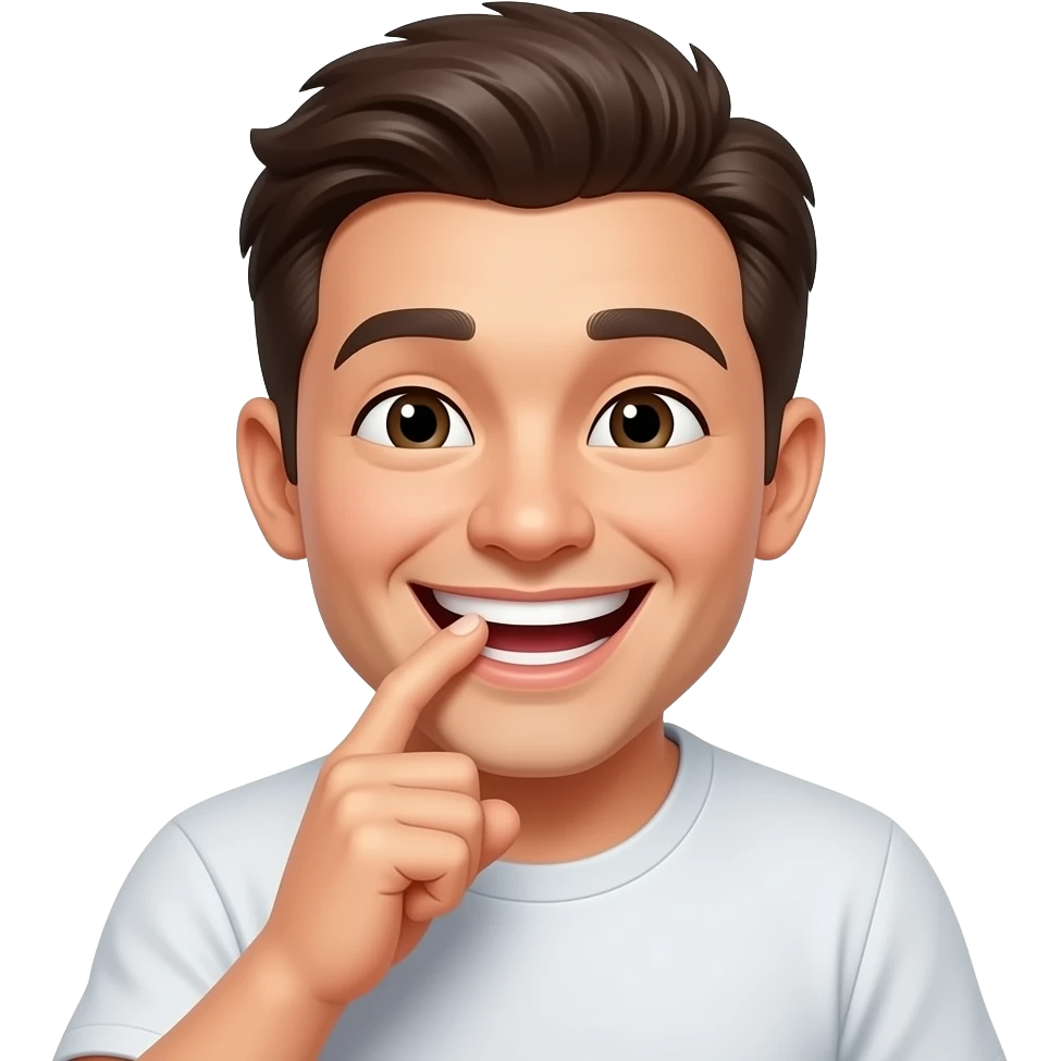 laughing and lightly biting the tip of the index finger emoji