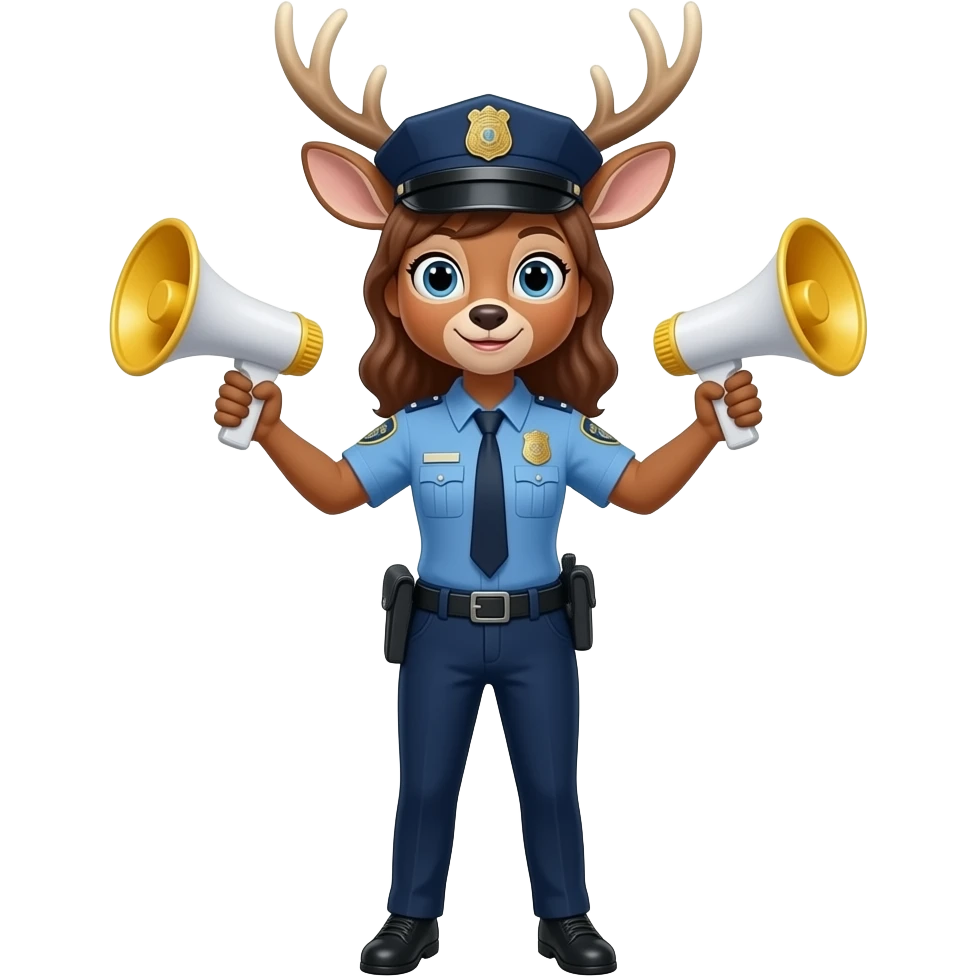 a female deer who has police sirens in hands emoji
