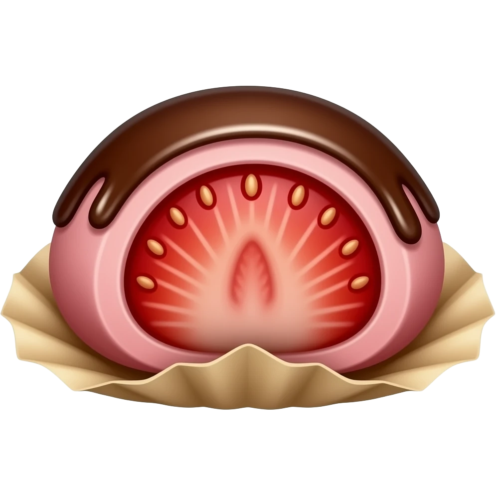strawberry chocolate daifuku cut open emoji