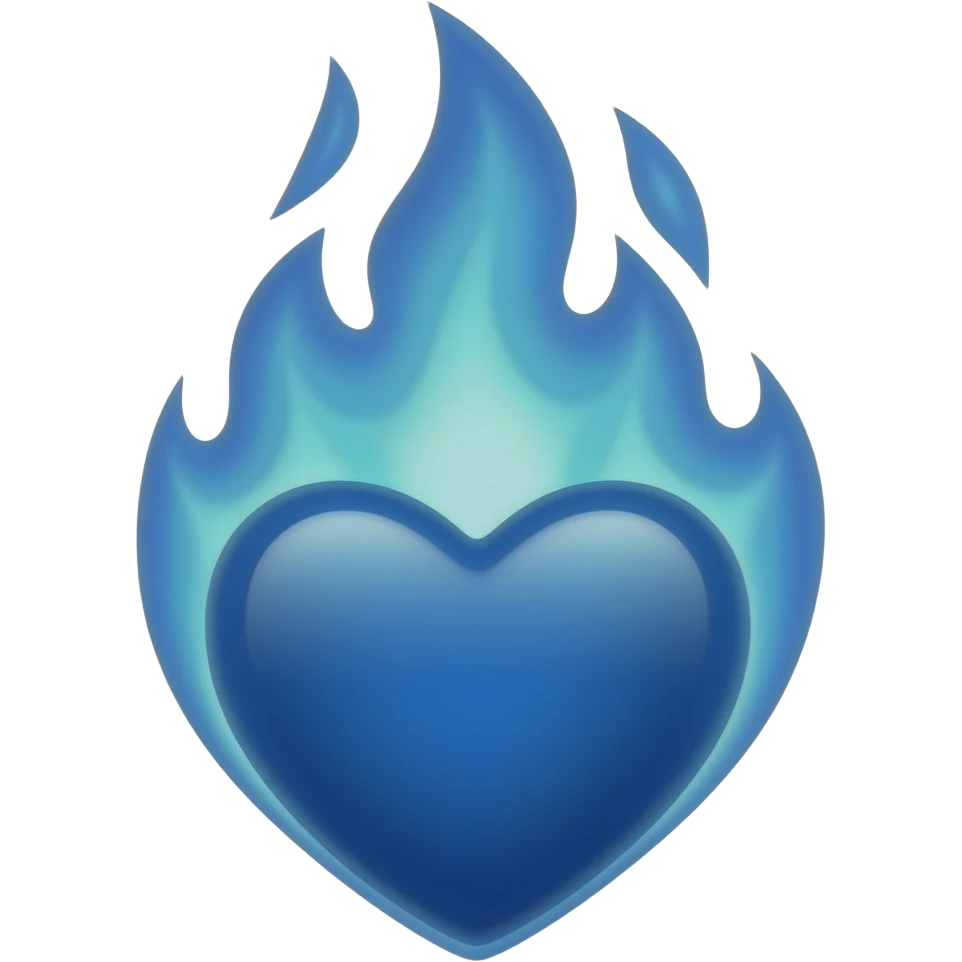 A heart on fire, all blue emoji